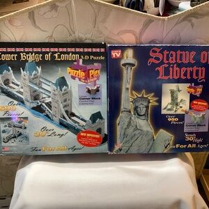 Lot of Two (2) 3D Puzzles - Statue of Liberty and Tower of London - NIB